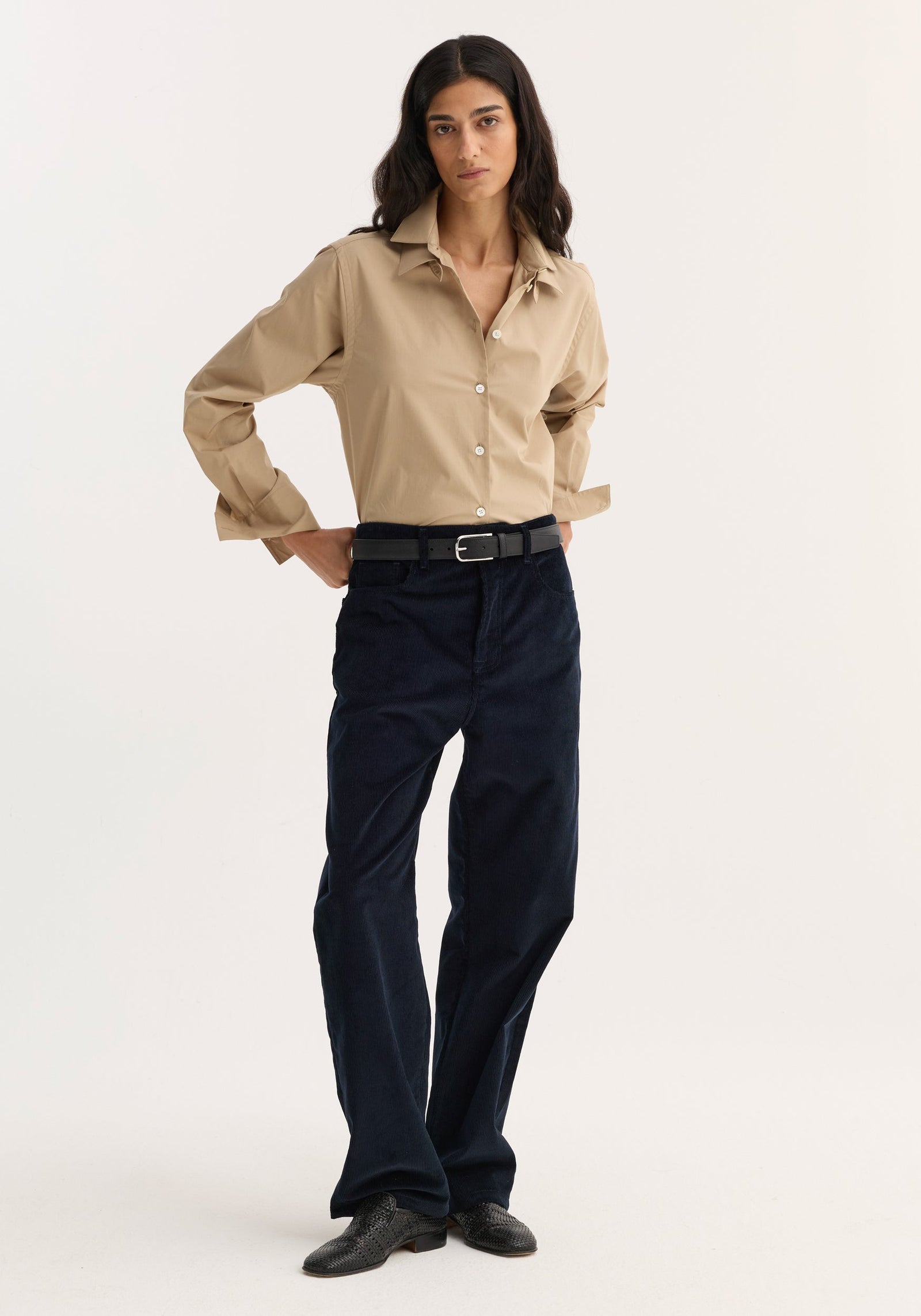 Double collar shirt | wheat