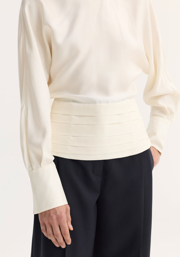 Tuxedo silk top | cream
