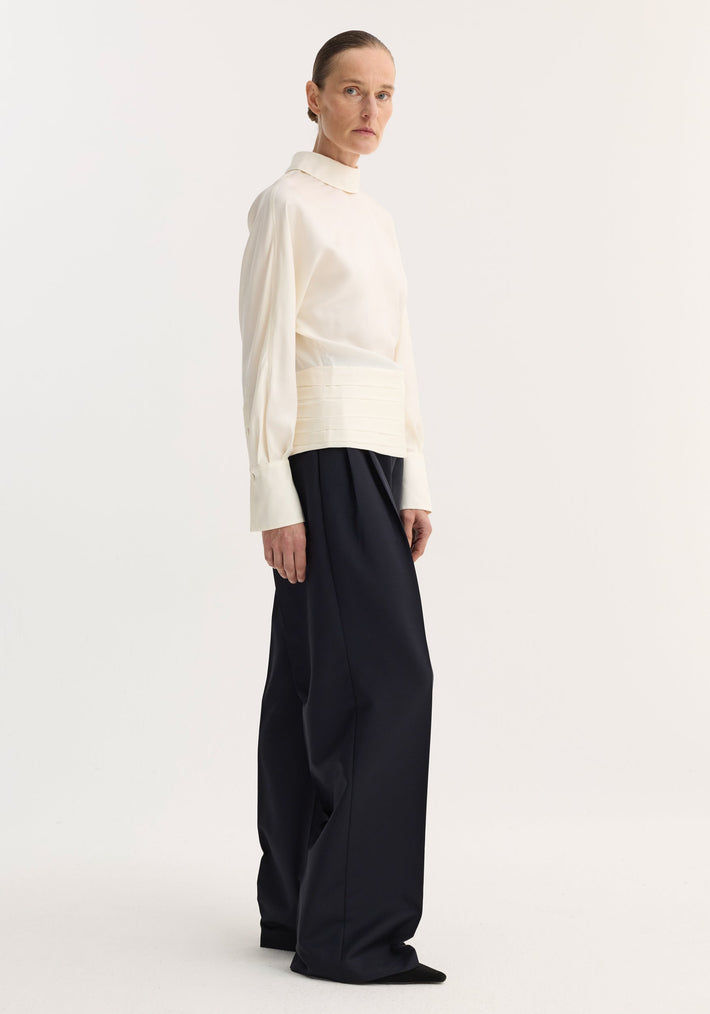 Tuxedo silk top | cream