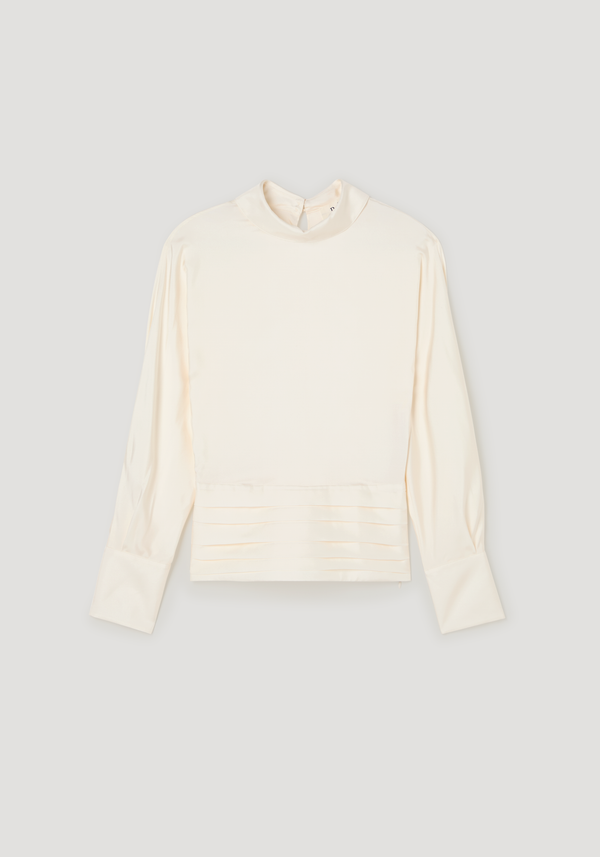Tuxedo silk top | cream