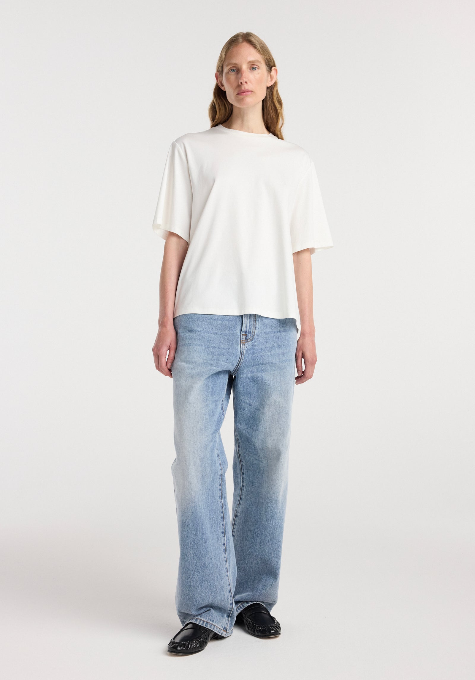 Oversized cotton silk t-shirt | off white
