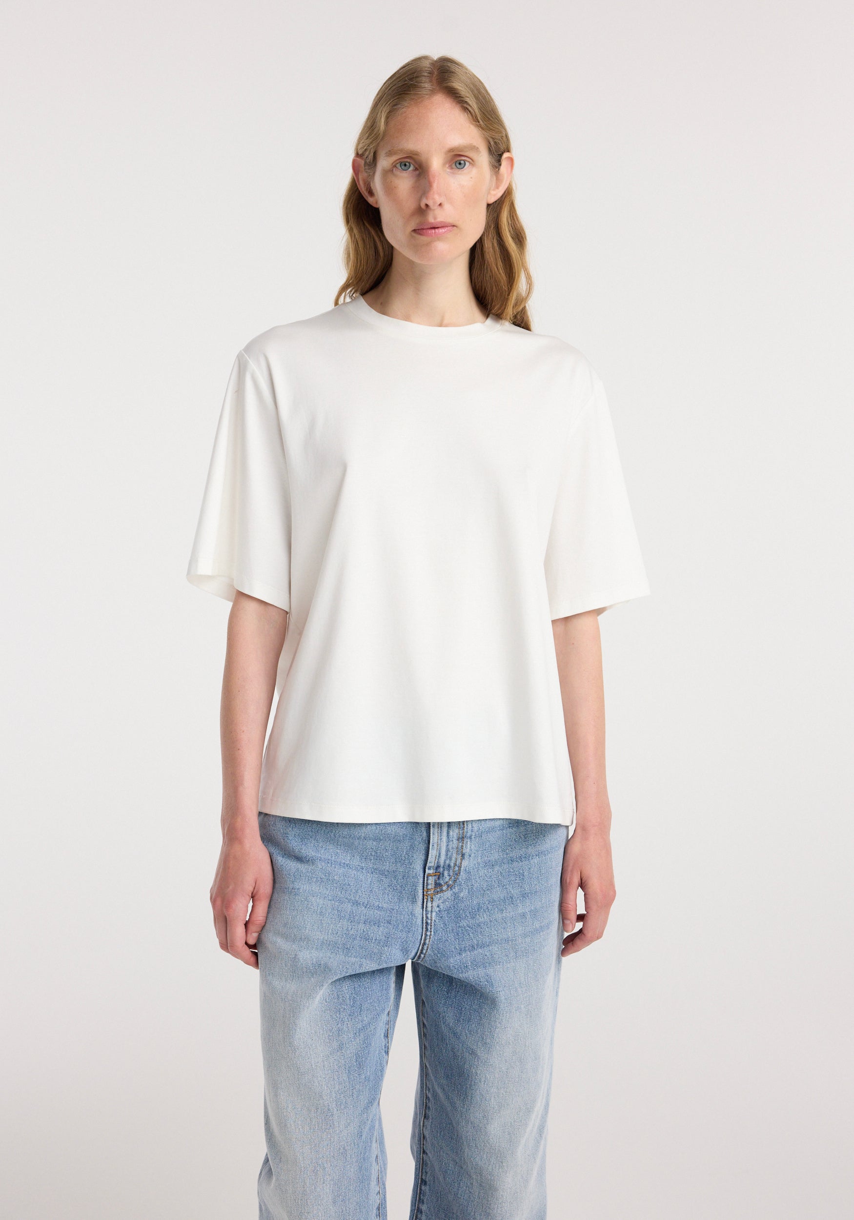 Oversized cotton silk t-shirt | off white