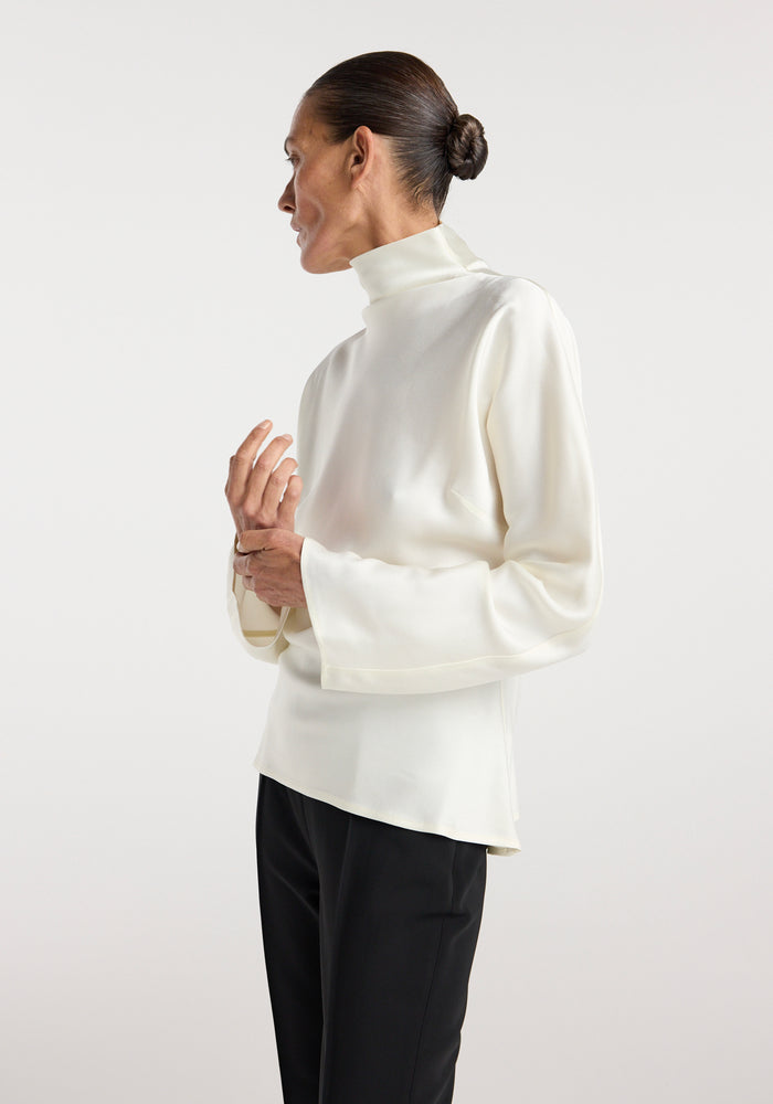 Satin waisted top | cream