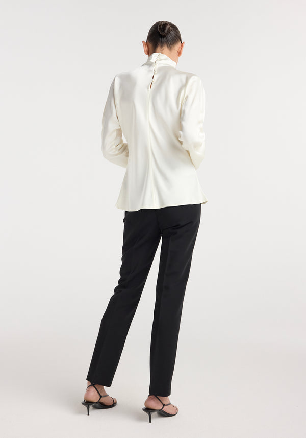 Satin waisted top | cream