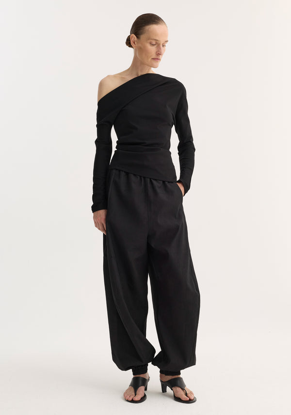 Twisted jersey top | black