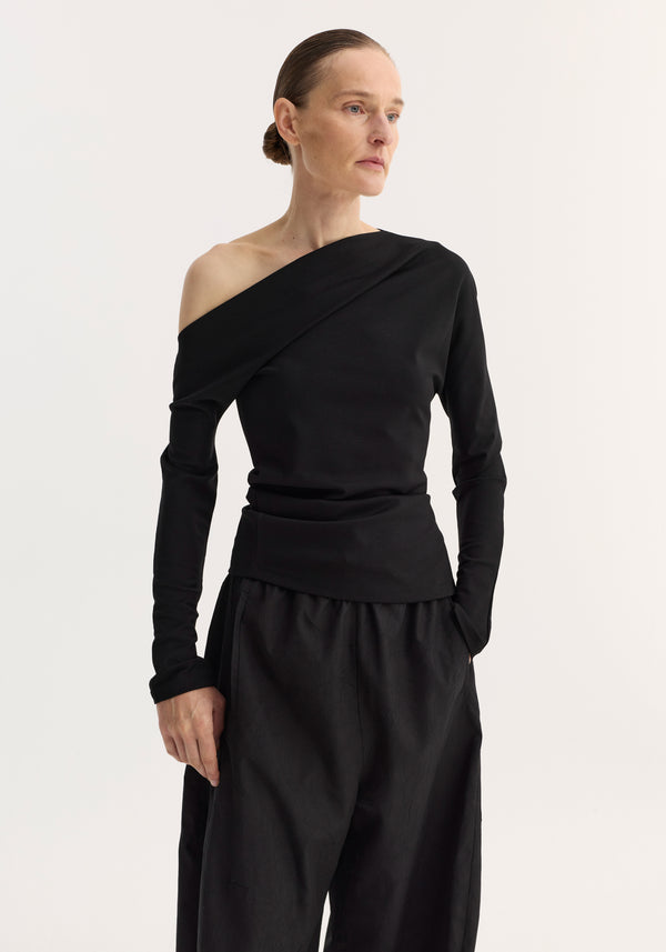 Twisted jersey top | black