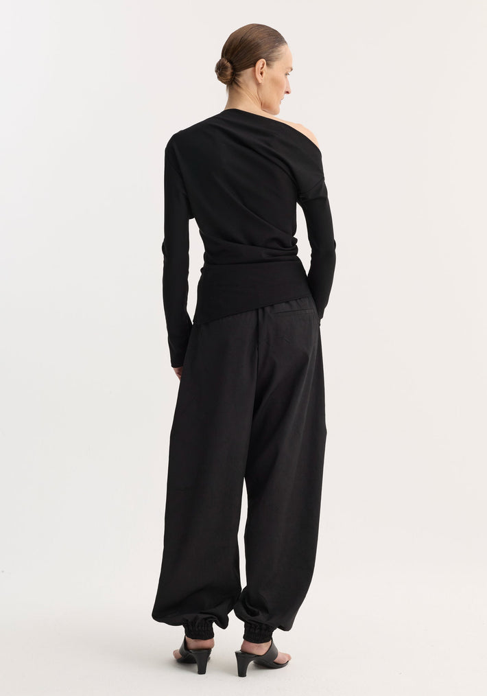 Twisted jersey top | black