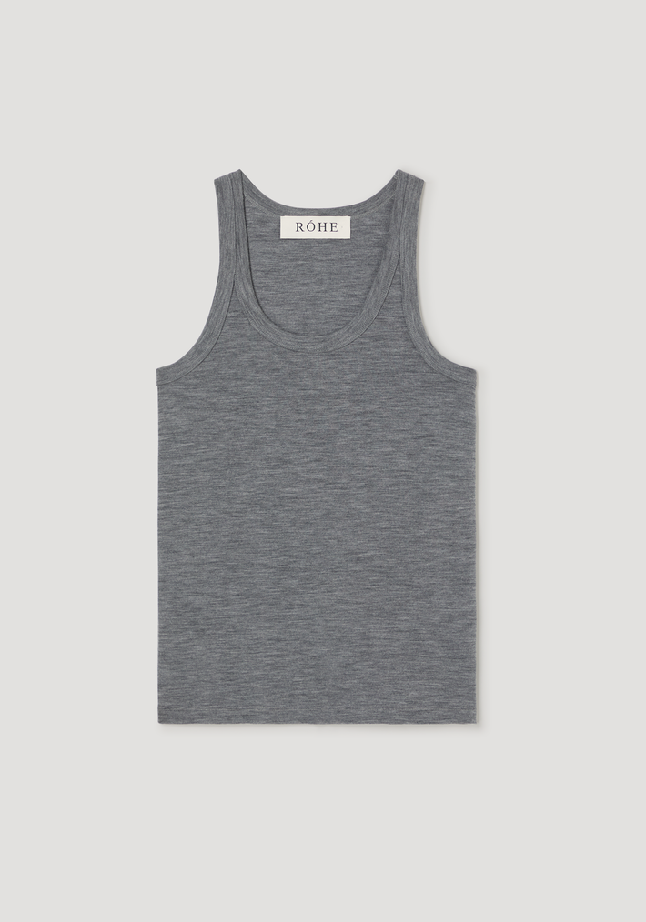 Merino scoop neck top | mid grey melange