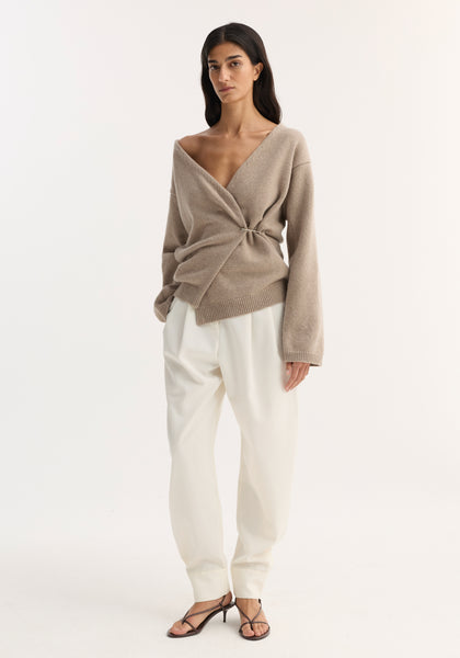 Off-shoulder wrap cardigan– Róhe