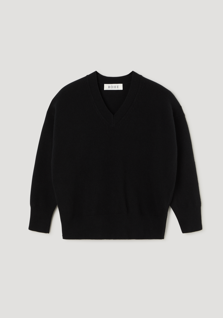 V-neck knitted jumper | black