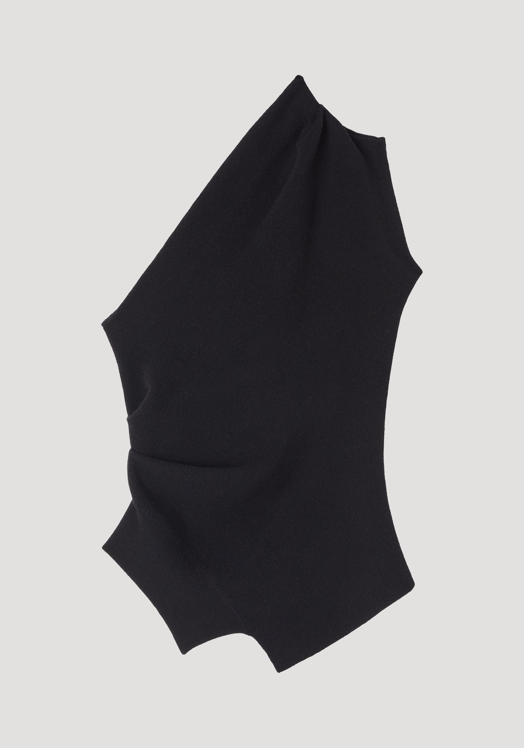 Black off-shoulder top made from smooth fabric, featuring a minimalist design with a single shoulder cut, ideal for stylish and modern casual wear, labeled as Off-shoulder top | black.