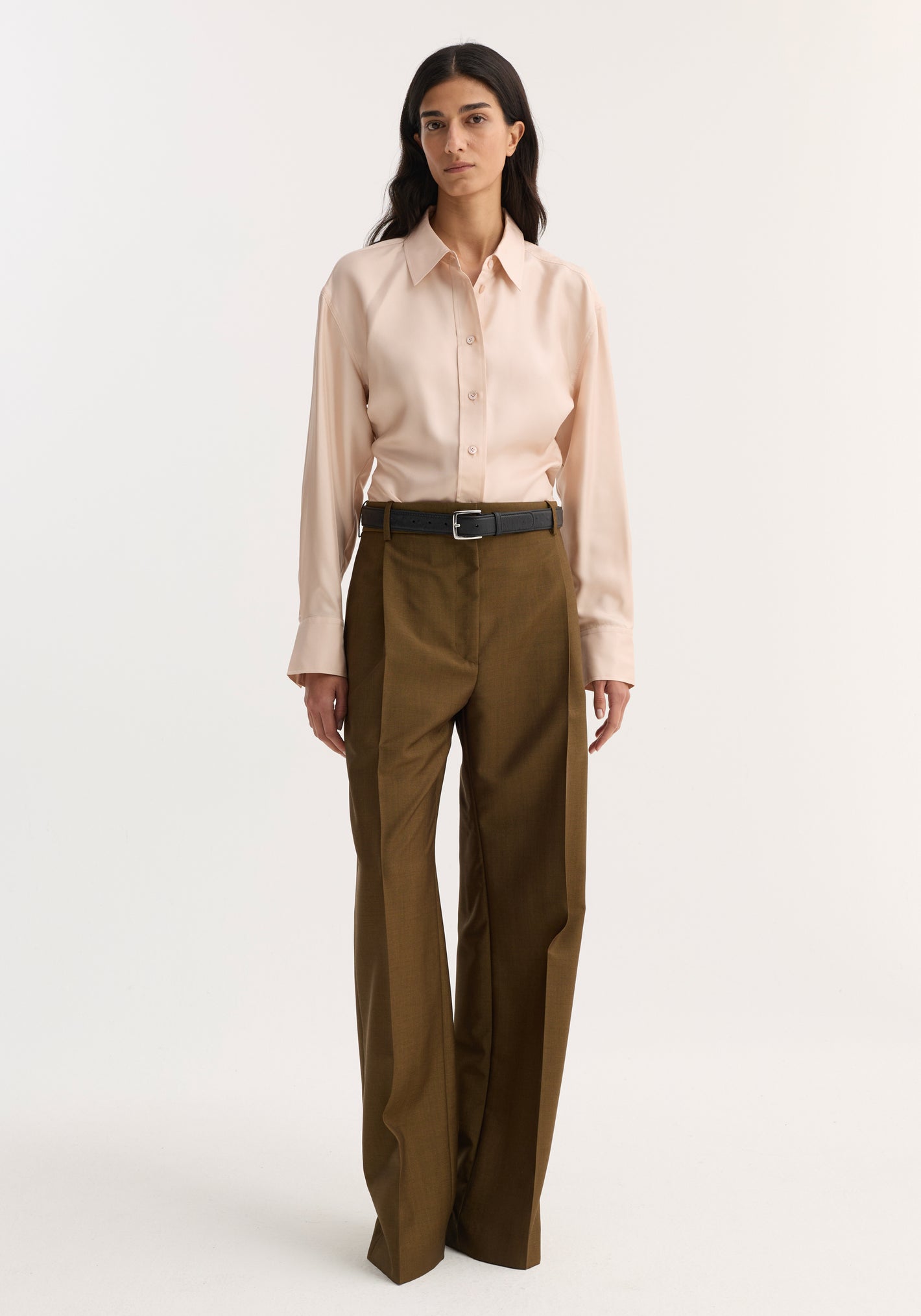 Relaxed straight leg trousers | golden brown