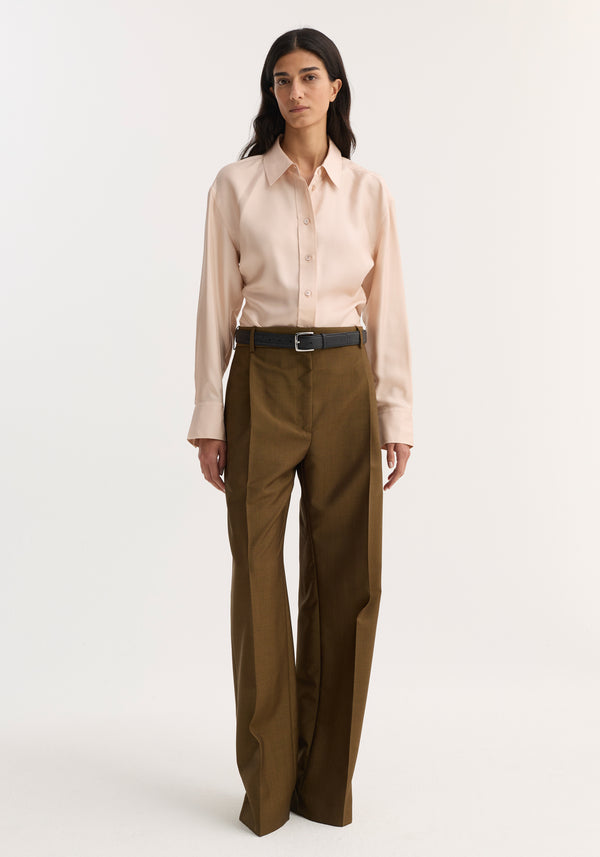 Relaxed straight leg trousers | golden brown