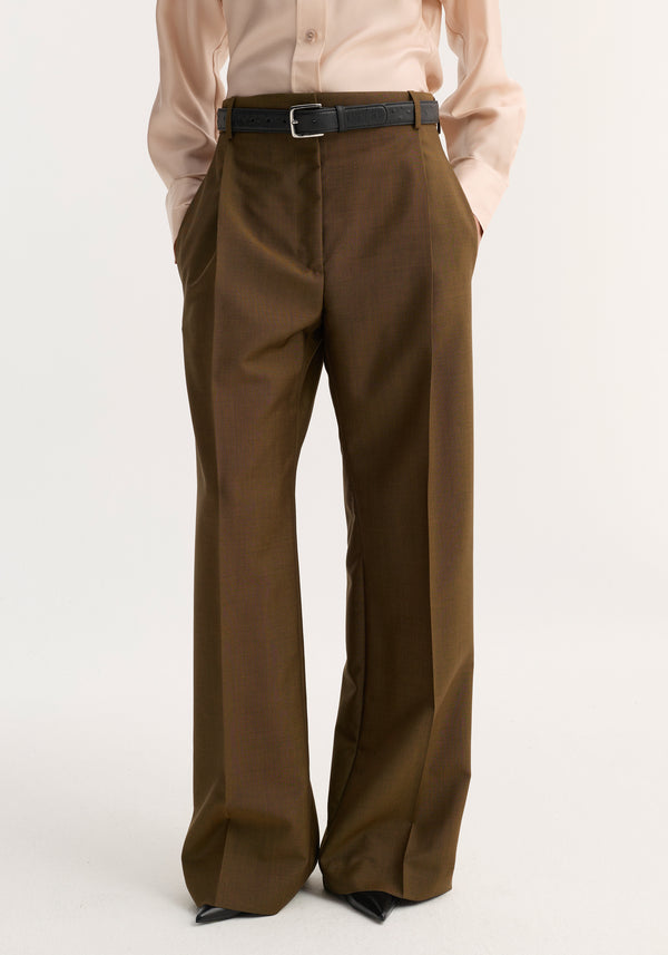 Relaxed straight leg trousers | golden brown