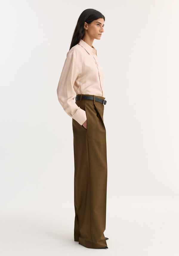 Relaxed straight leg trousers | golden brown