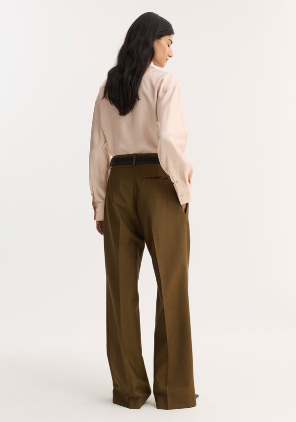 Relaxed straight leg trousers | golden brown