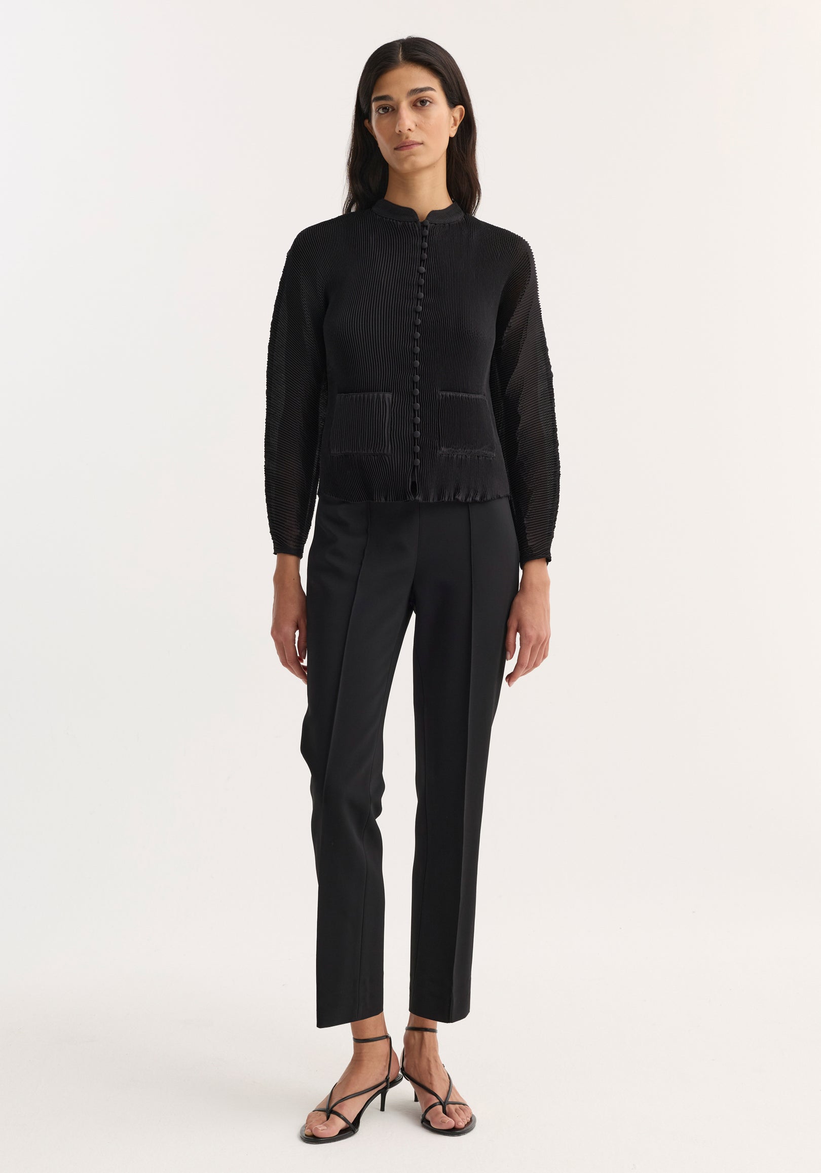 Plissé cardigan | black