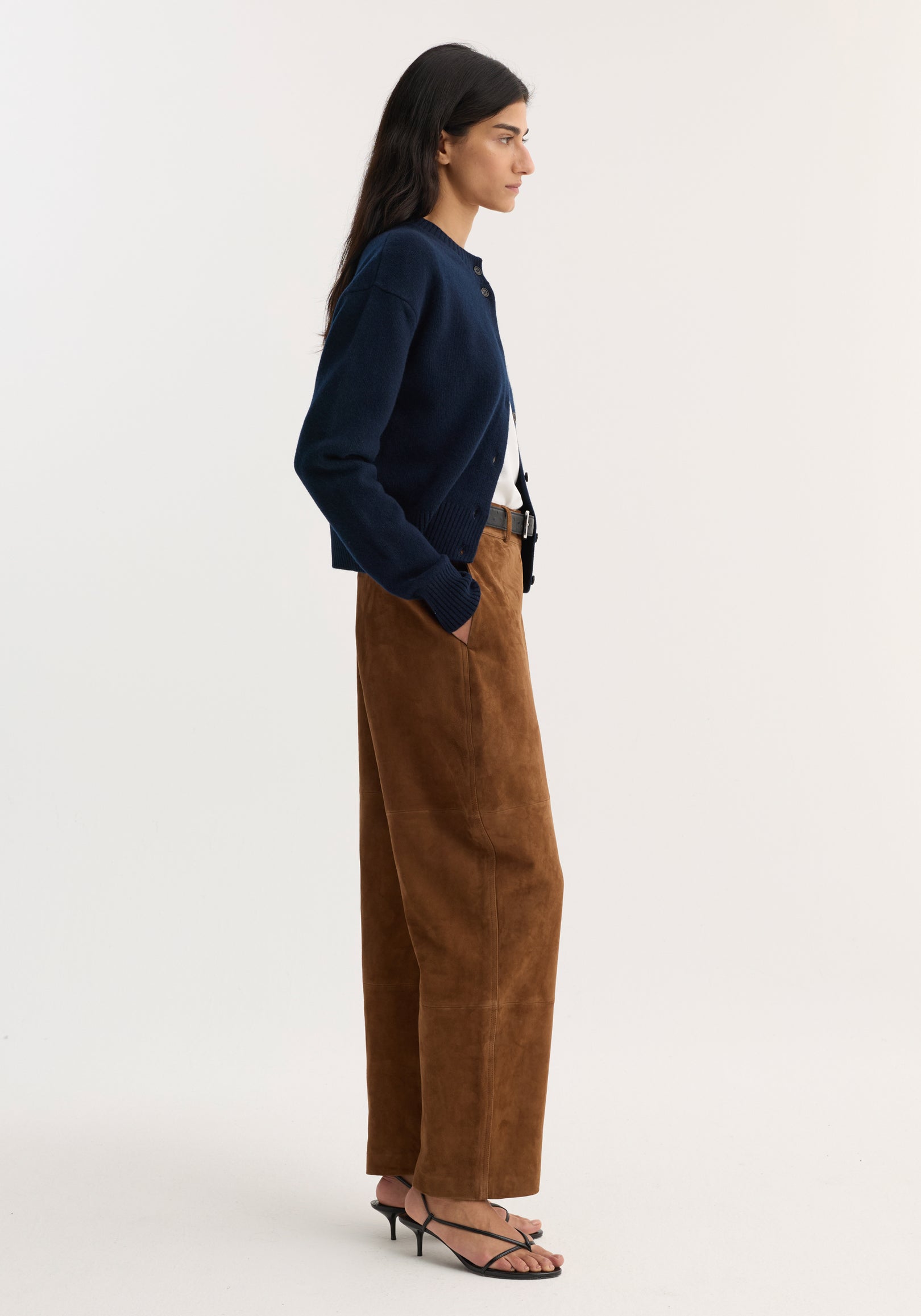 Sculptural suede trousers | tobacco