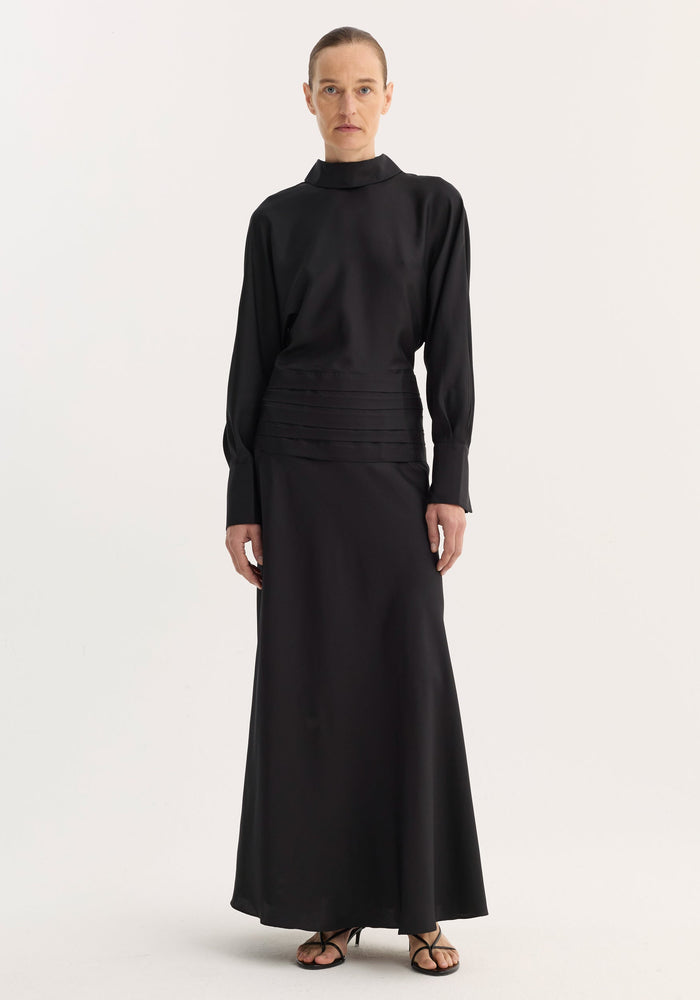 Tuxedo silk dress | black