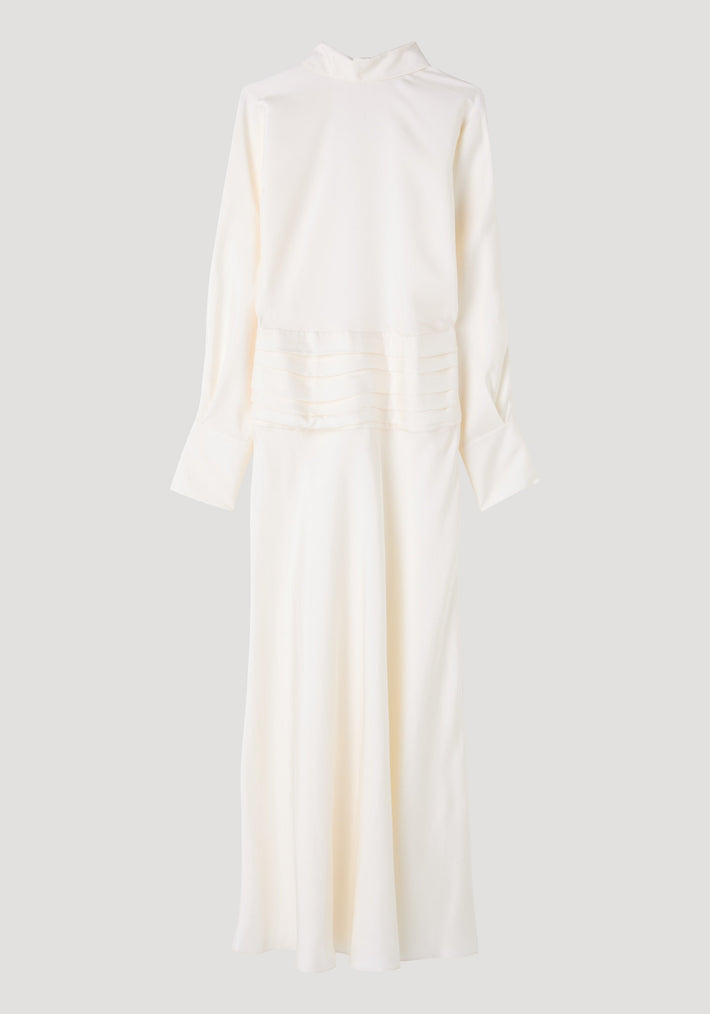 Tuxedo silk dress | cream