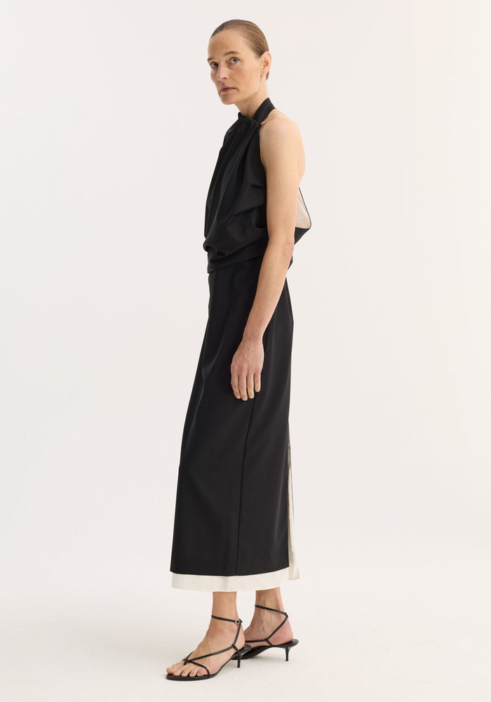 Draped open back dress | black