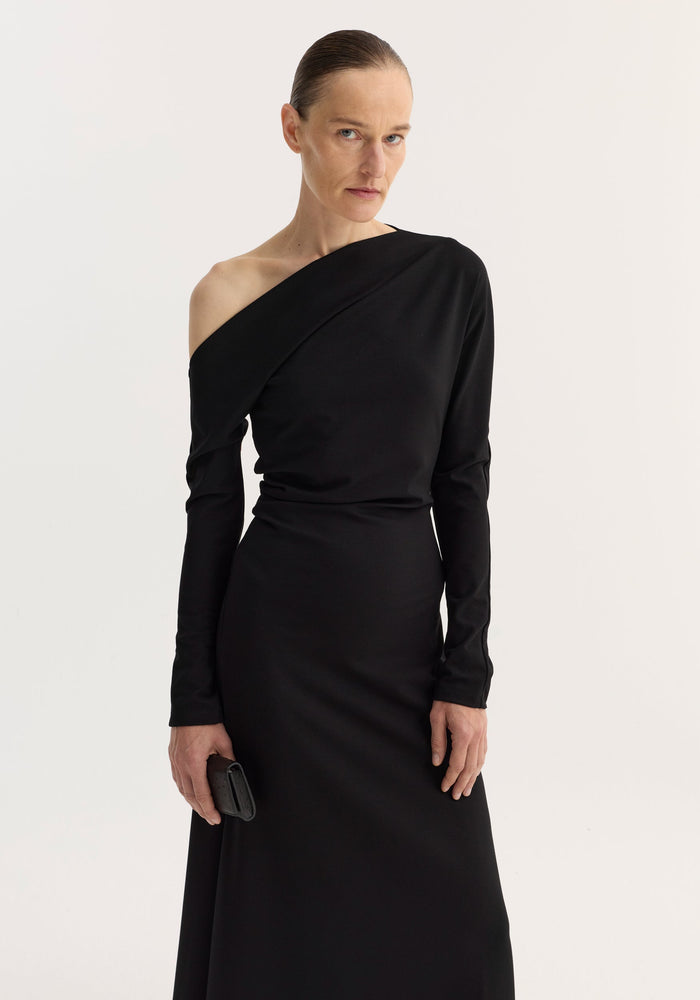 Twisted jersey dress | black
