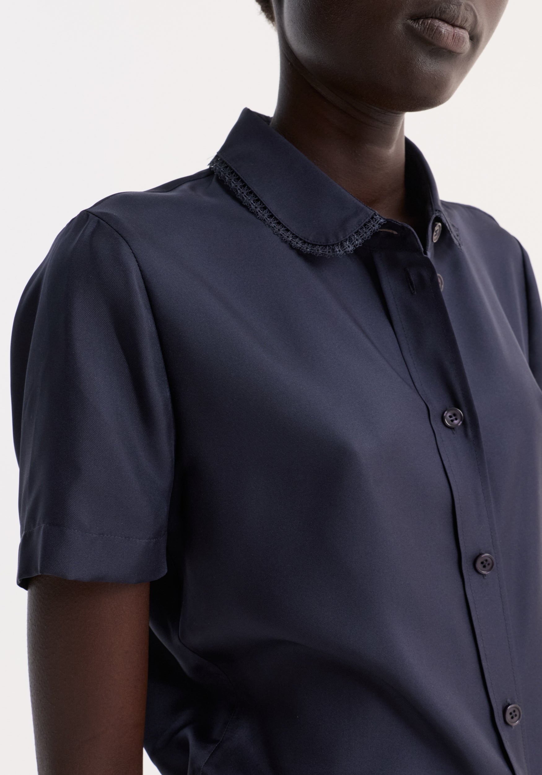 Embroidered silk fitted shirt | night