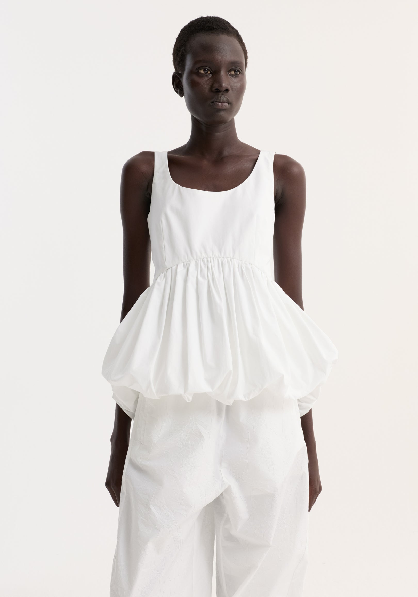 Voluminous peplum top | optic white
