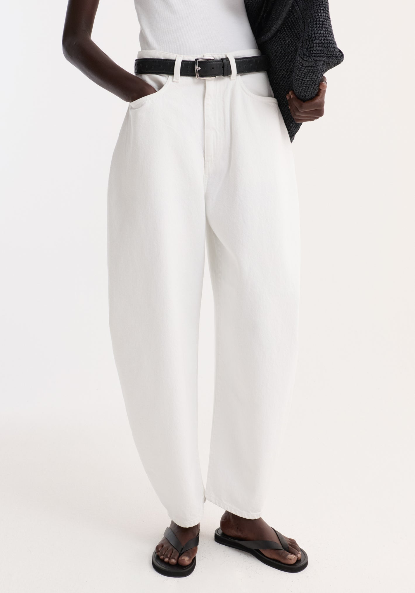 Sculptural denim trousers | optic white