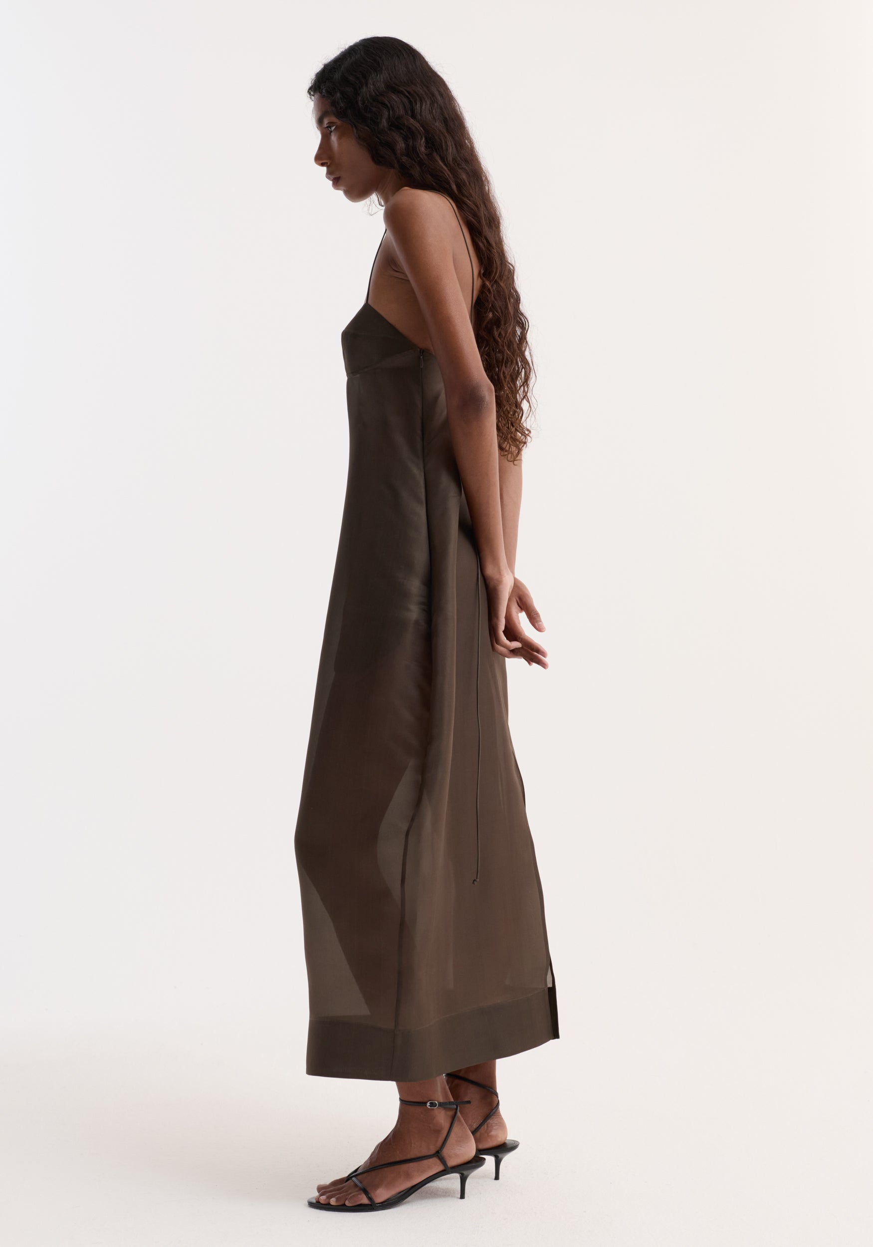 Sheer bustier volume dress | earth