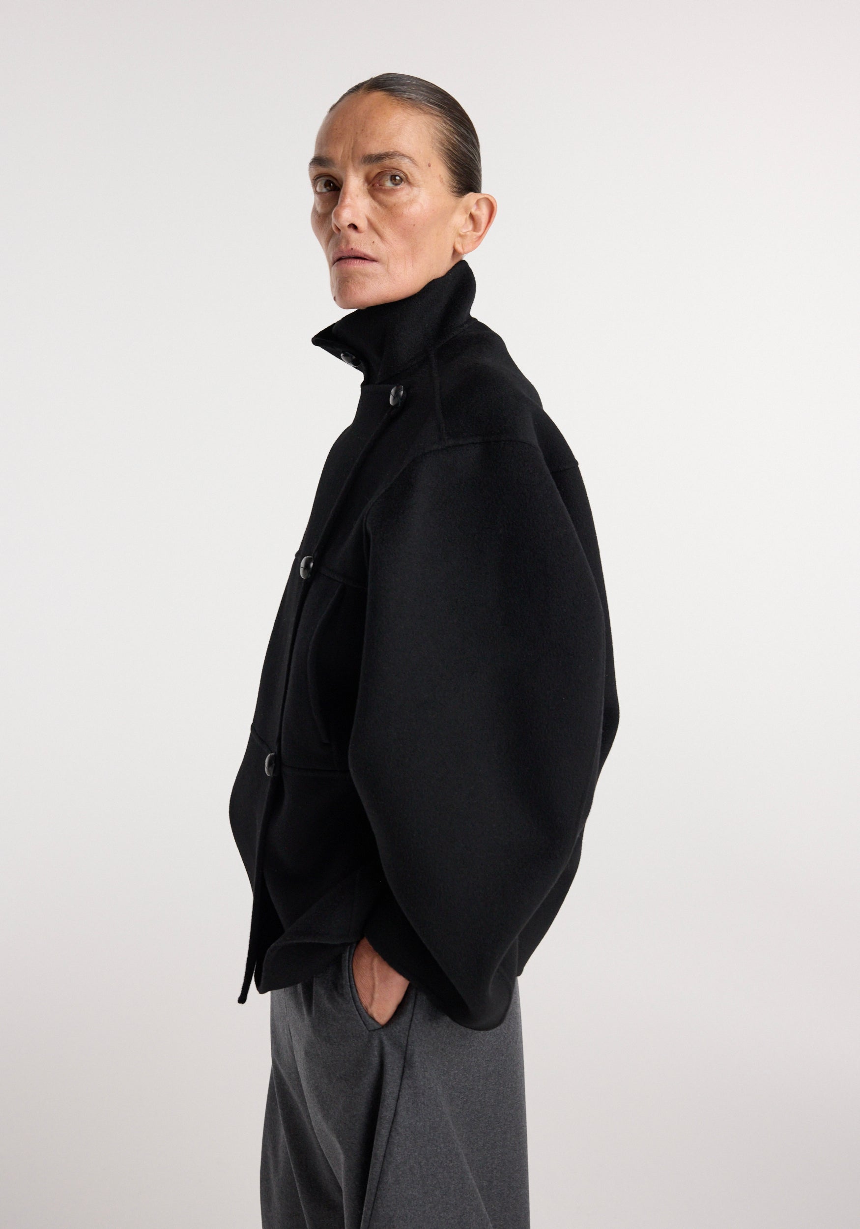 Double-faced wool jacket | black
