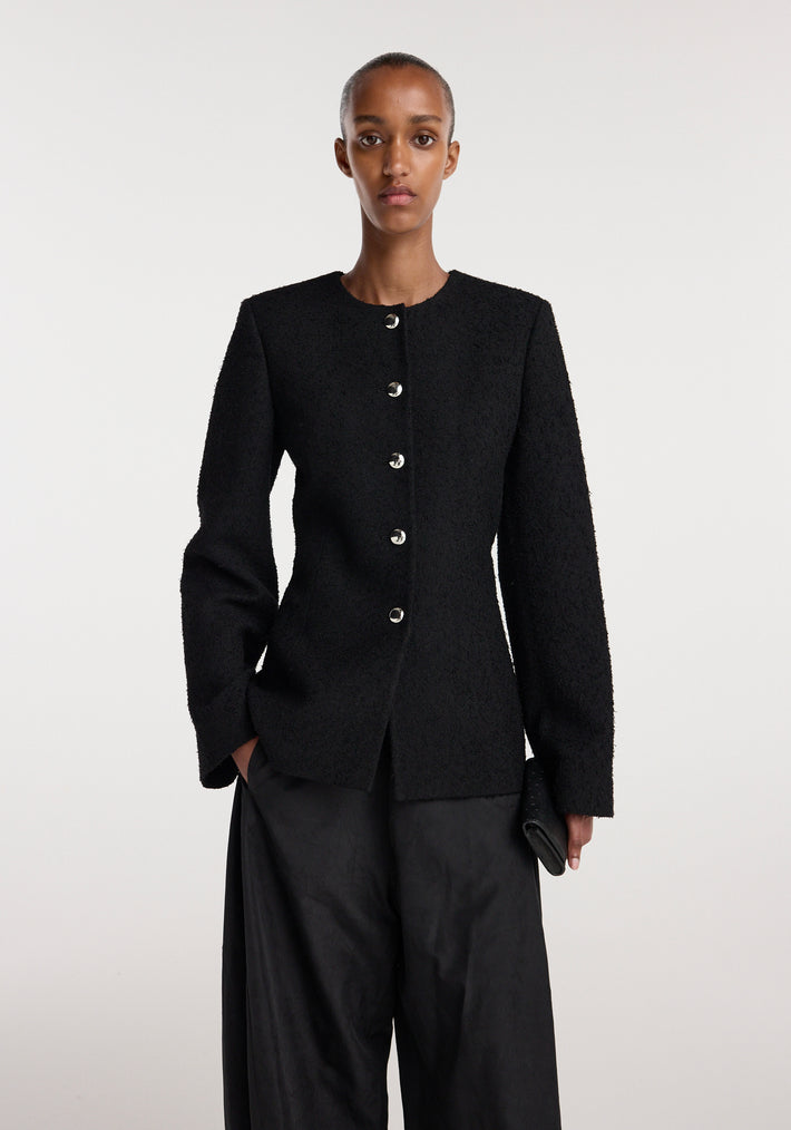 Bouclé shaped blazer | black