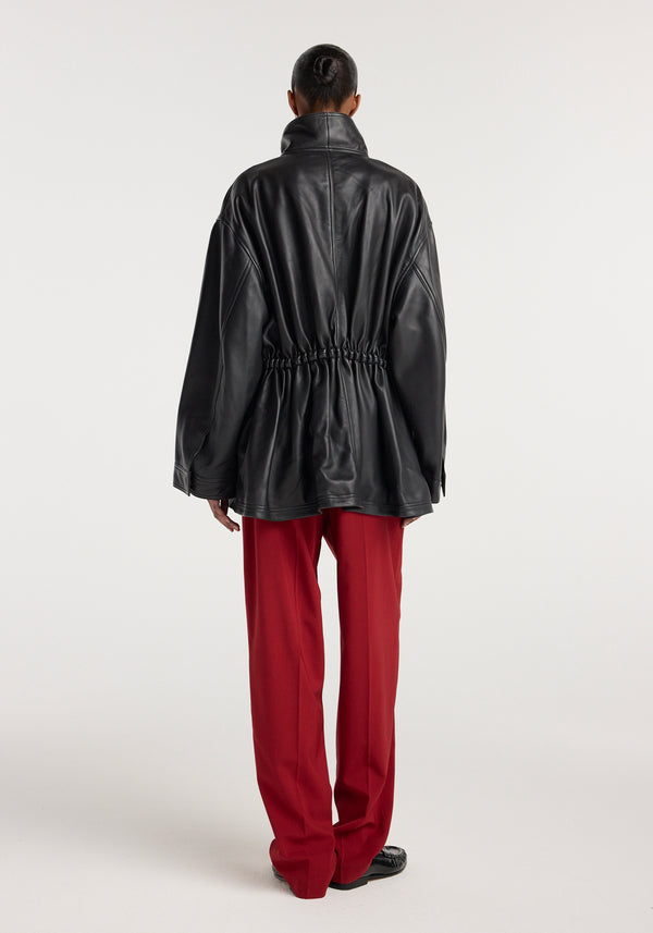 Sculptural leather jacket | black