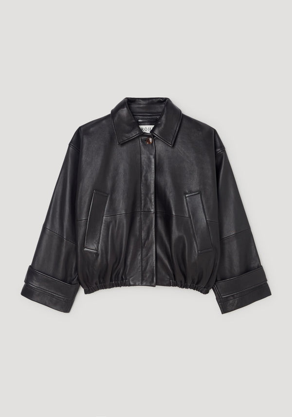 Leather blouson jacket | black