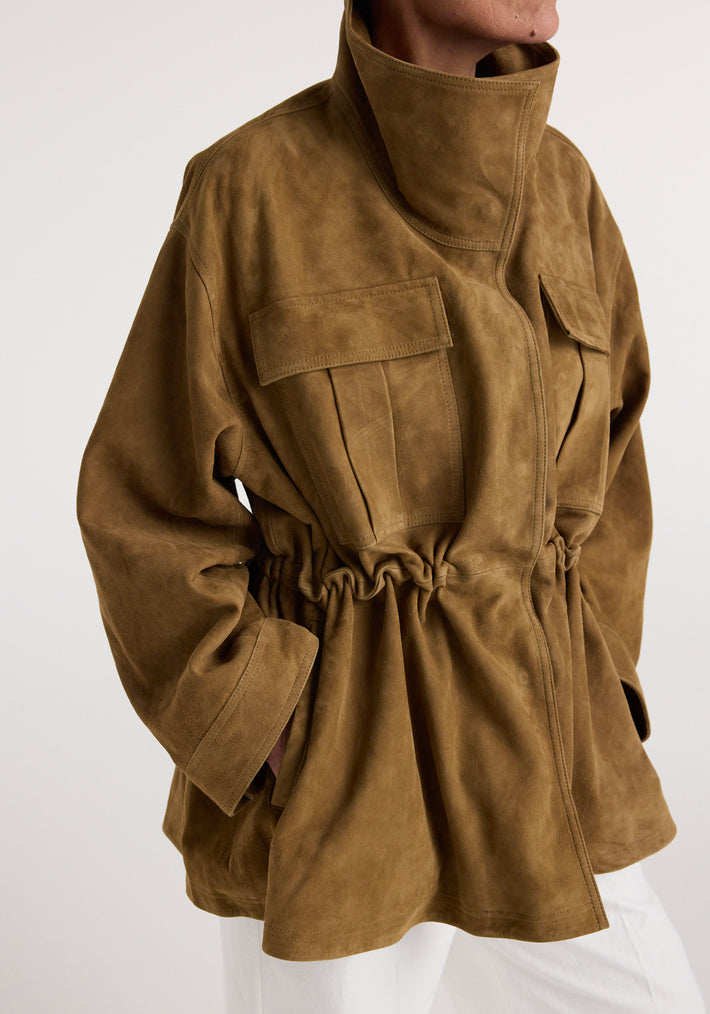 Sculptural suede jacket | sage