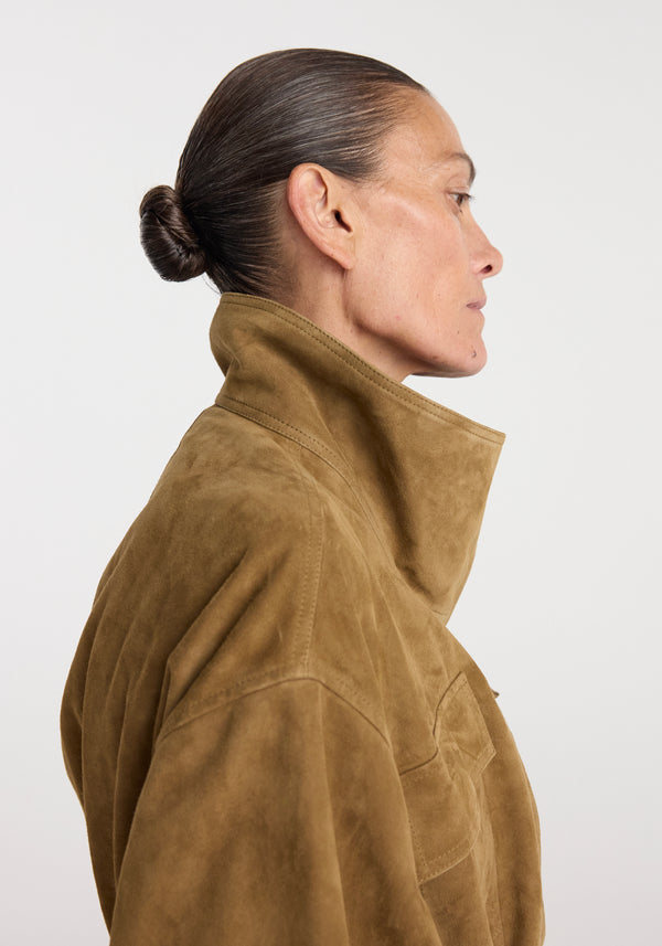 Sculptural suede jacket | sage