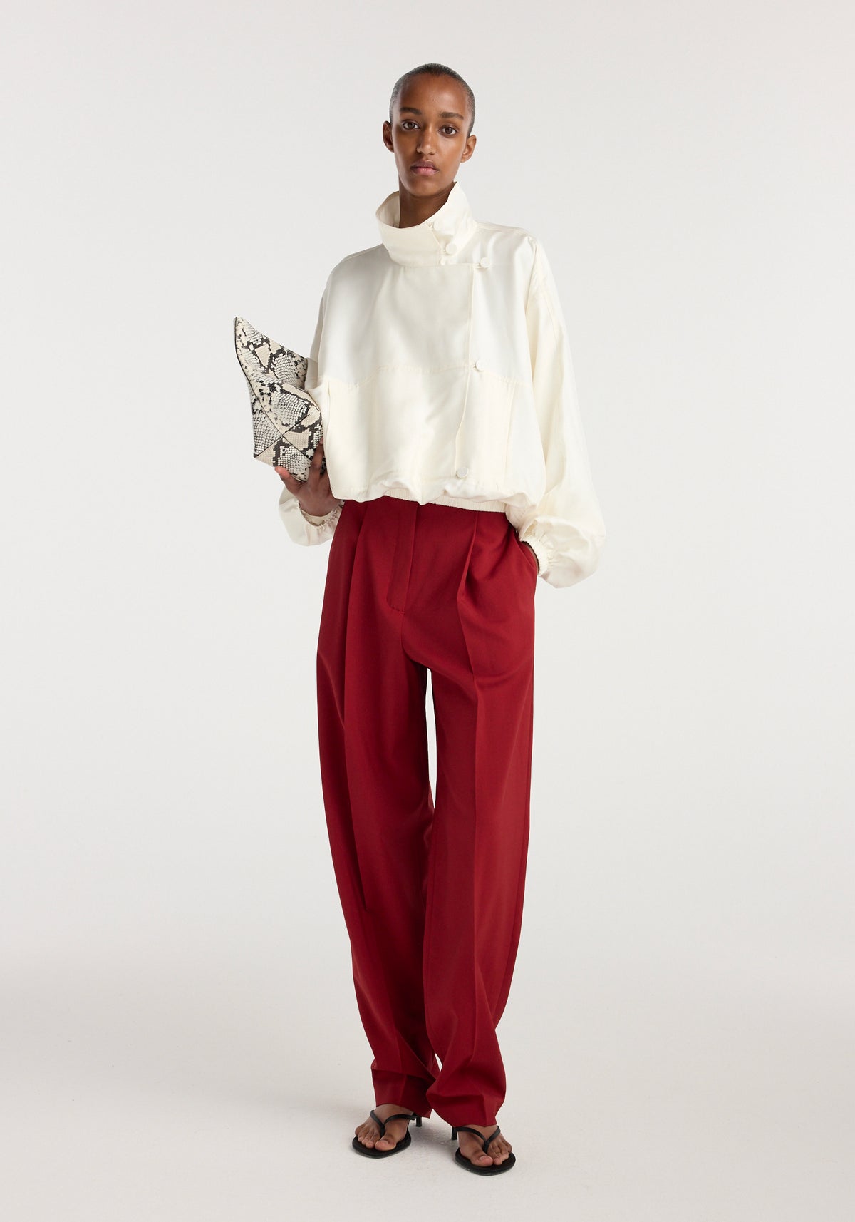 Silk blouson anorak | cream