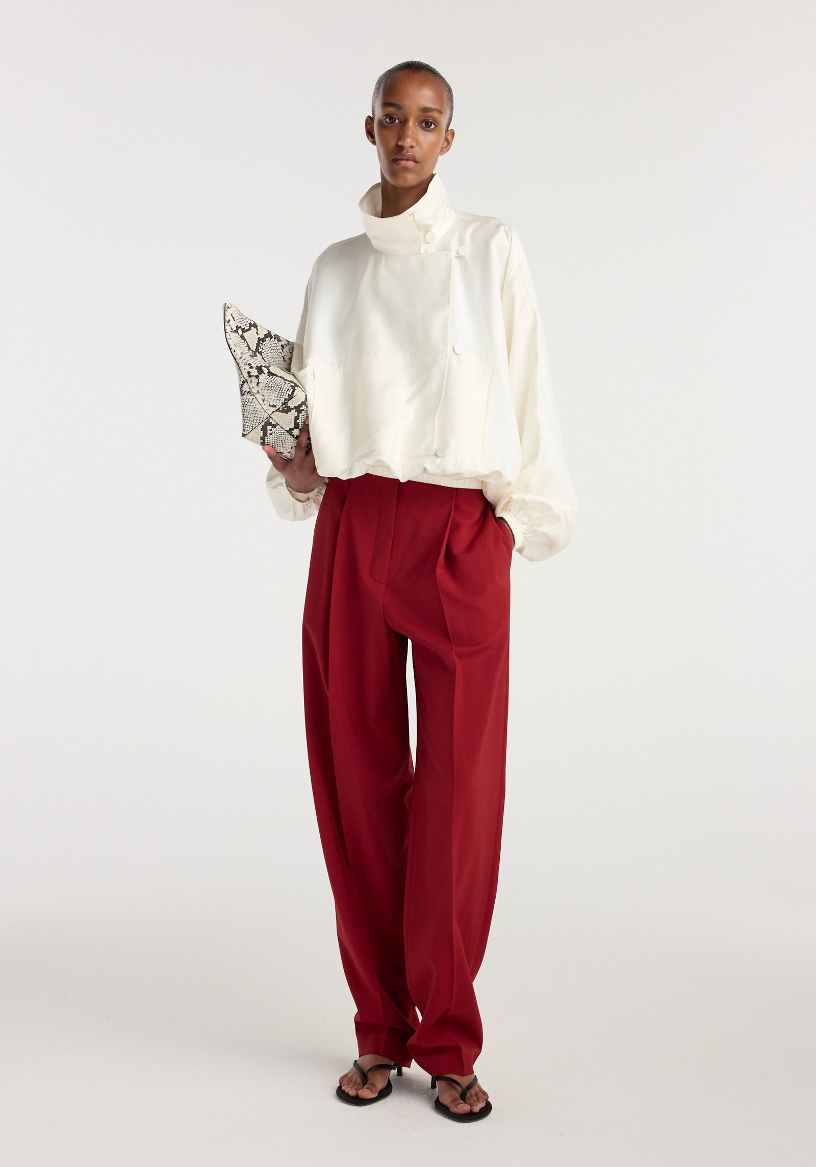 Silk blouson anorak | cream