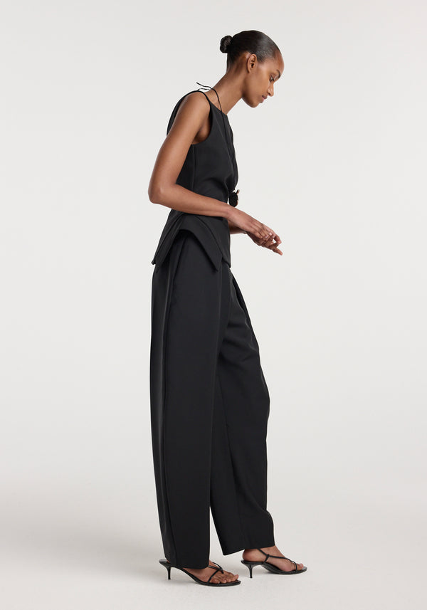 Deconstructed collar top | black