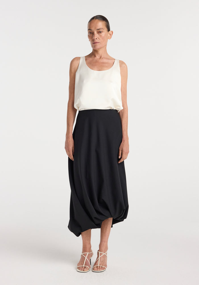 Satin scoop-neck top | ivory