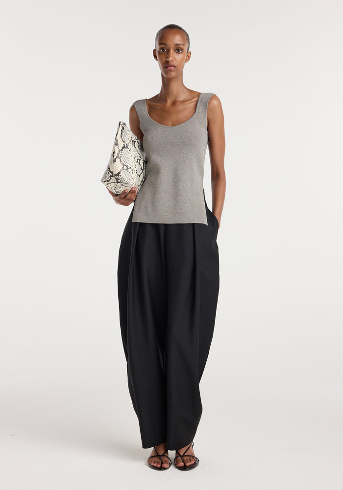 Long knitted bustier top | taupe melange