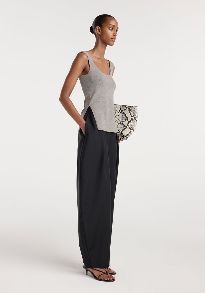 Long knitted bustier top | taupe melange