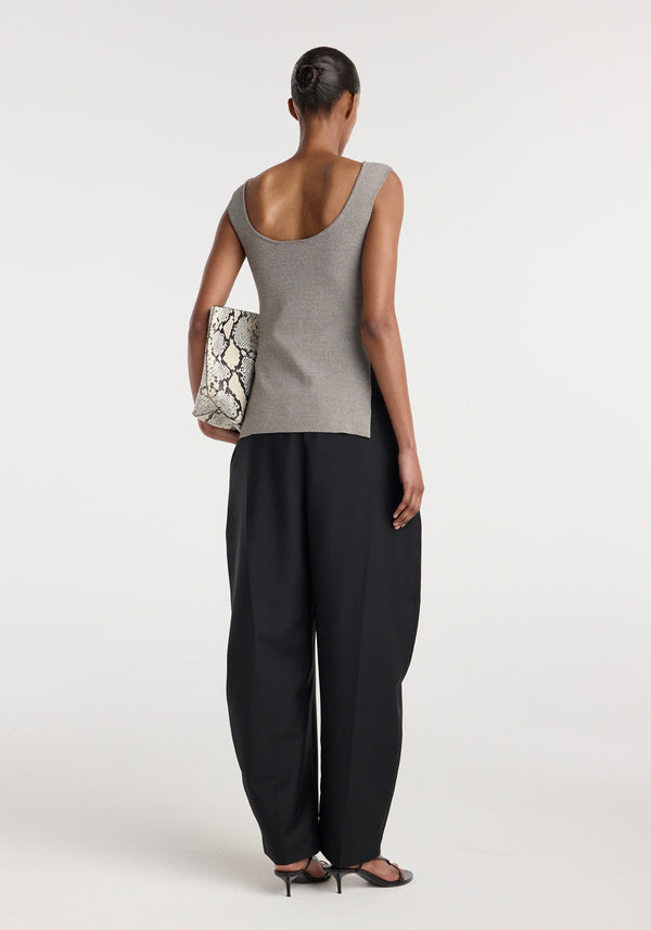 Long knitted bustier top | taupe melange
