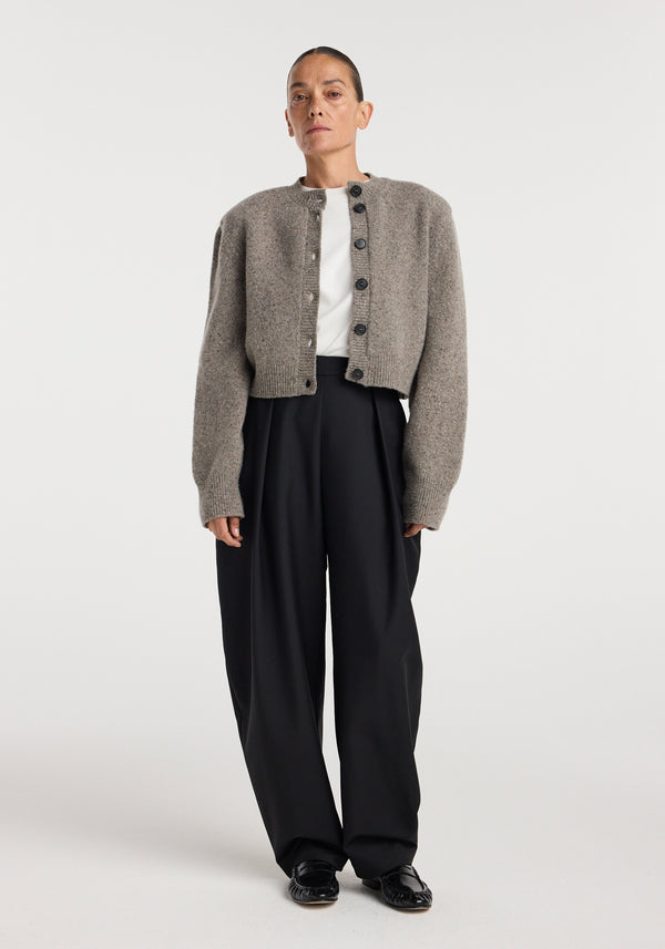 Statement mouliné cardigan | dark taupe melange