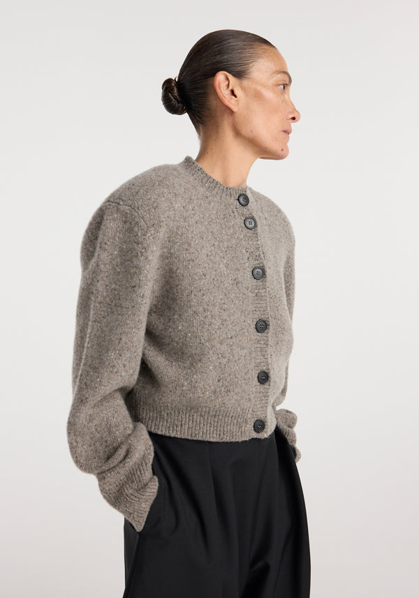 Statement mouliné cardigan | dark taupe melange