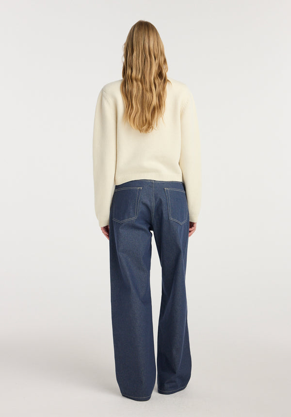 Statement shoulder cropped turtleneck | cream