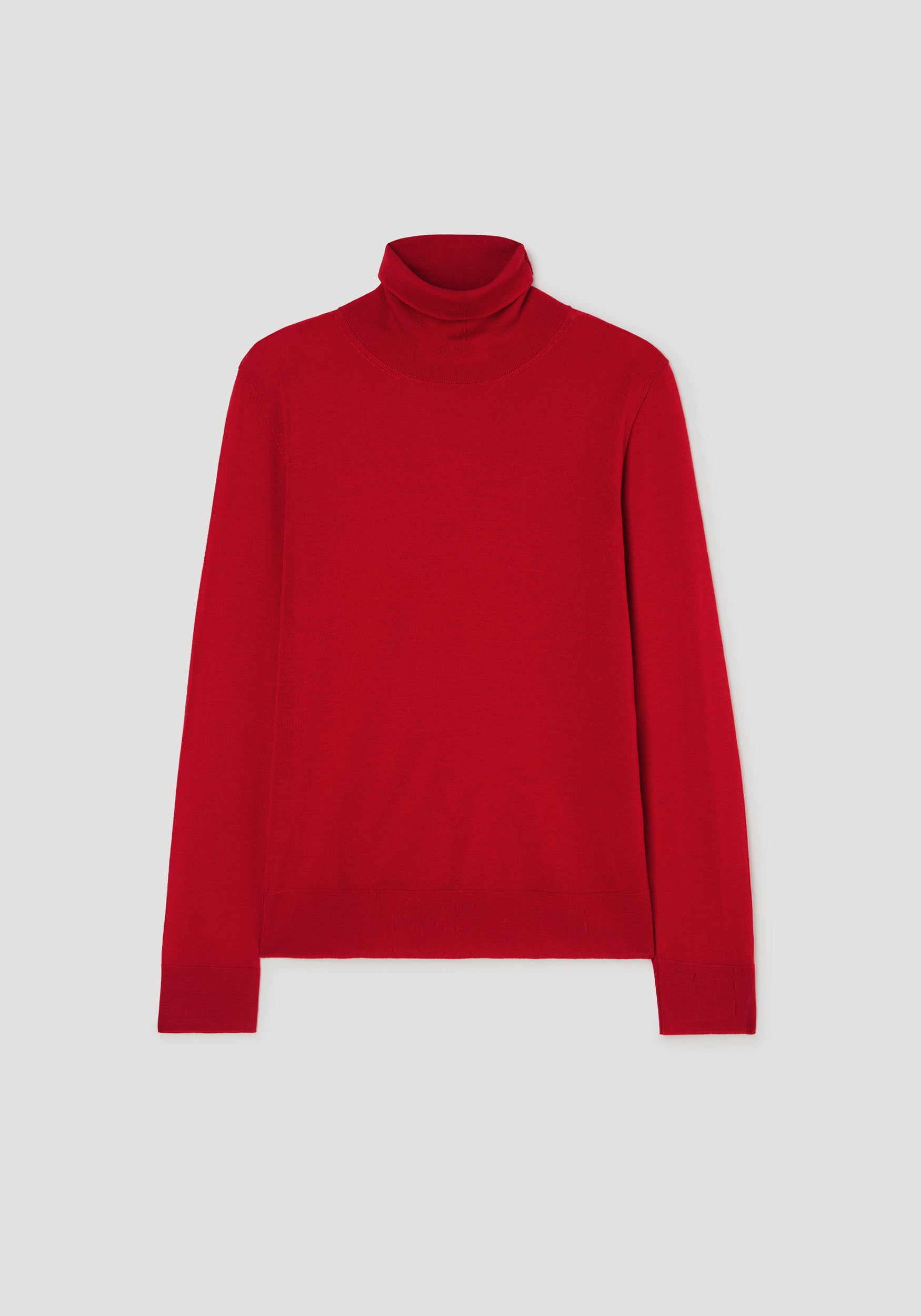 Fine-knit wool cashmere turtleneck | red