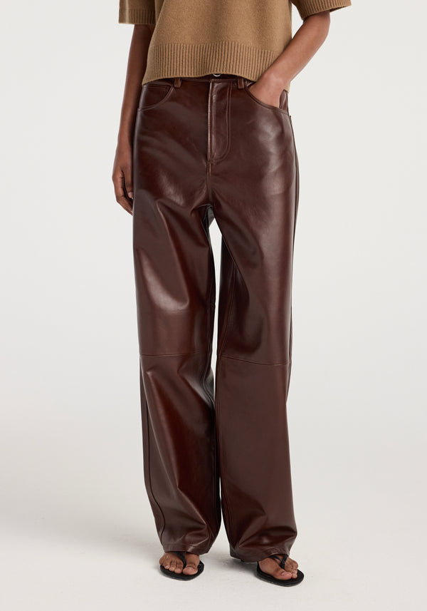 Bruun - Signature baggy leather trousers | tobacco