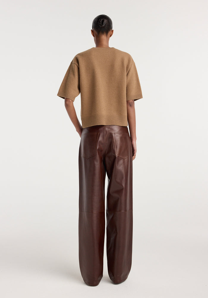 Compact knitted top | camel