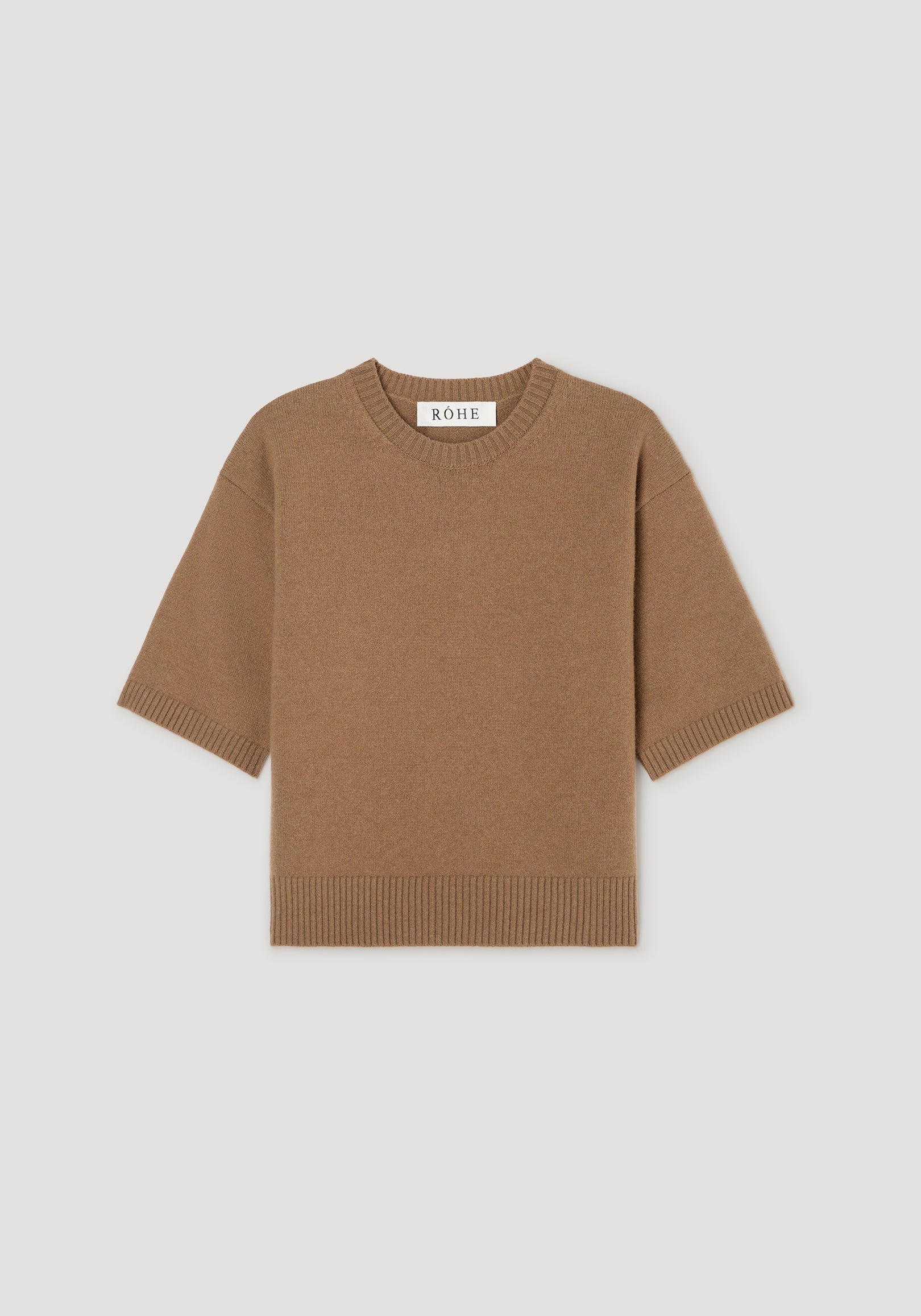 Compact knitted top | camel